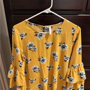 Xhilaration Yellow Floral Blouse